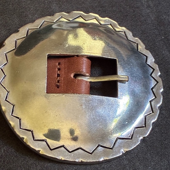 NWT. Zara Brown Leather Belt with Embossed Metal Buckle. Size 32. main image 7